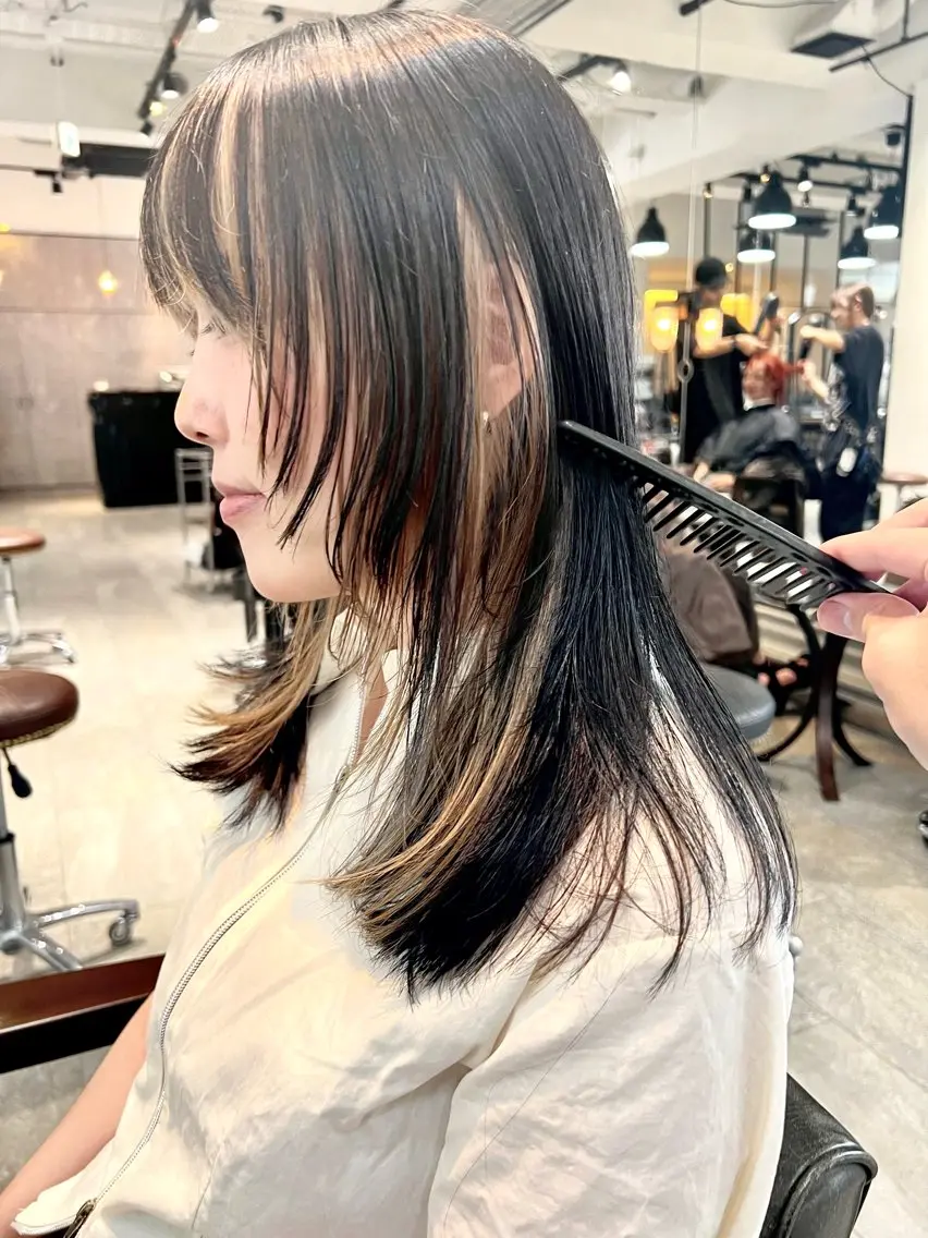 セミロング カラー ヘアアレンジ ヘアカラー トリートメント ヘッドスパ ヘアセット 🌈インナーカラー ‘ショウマ’🌈のヘアスタイル
