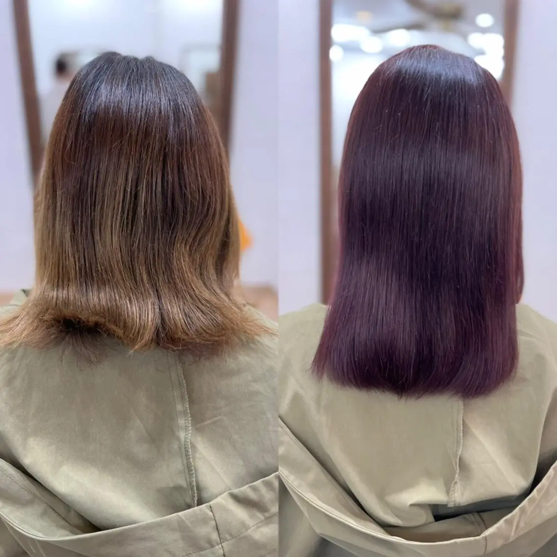 ミディアム カラー ピンクカラー 秋山 悠希のヘアスタイル