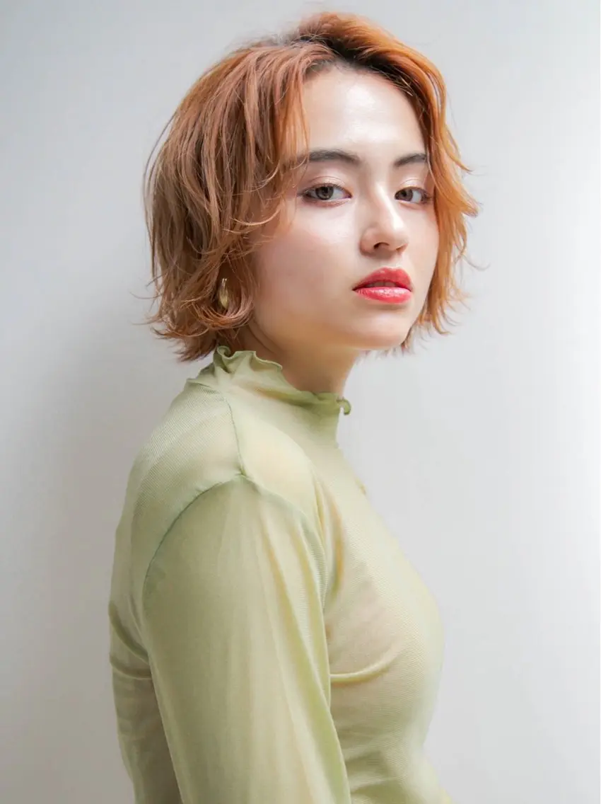 ミディアム カット ヘアカラー トリートメント 縮毛/ショート/ ボブ/レイヤー/小原のヘアスタイル