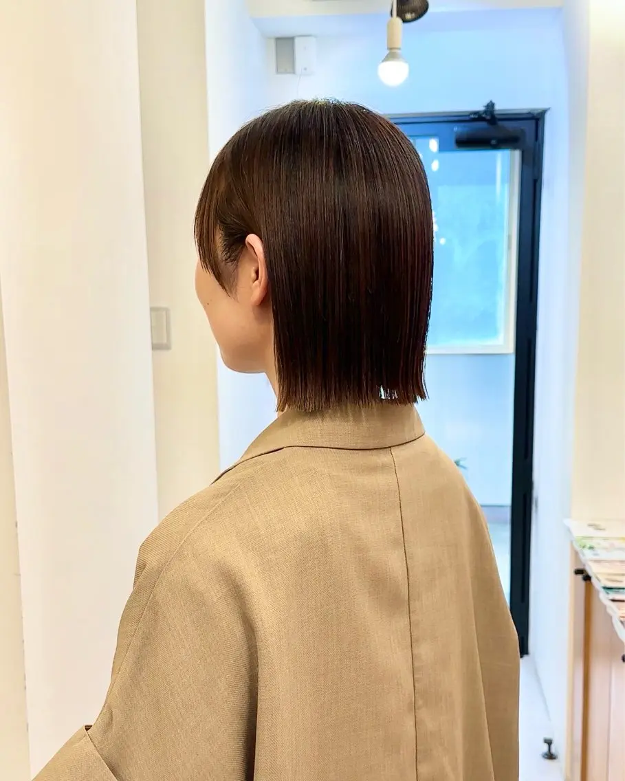 ショート カラー ボブ 縮毛矯正 カット 縮毛矯正 似合わせボブ/矯正 /ハイトーン/ひさとのヘアスタイル