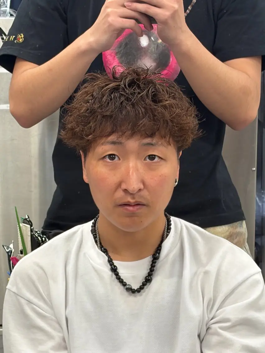 ショート カラー パーマ メンズ メンズパーマ スパイキーショート ショートヘア カット ヘアカラー パーマ 【"漢らしい" 作ります】昇陽のヘアスタイル