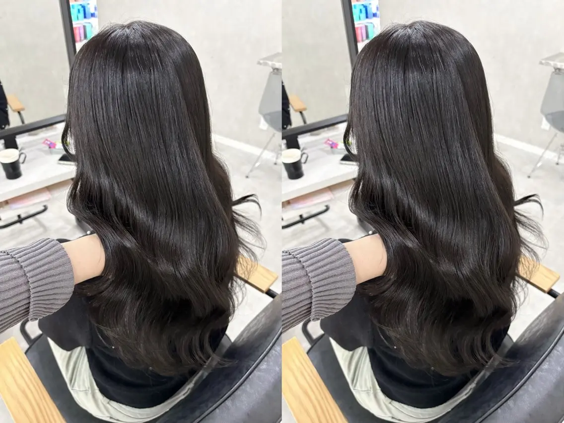 ロング カット ヘアカラー トリートメント 縮毛矯正×透明感 カラー hinataのヘアスタイル