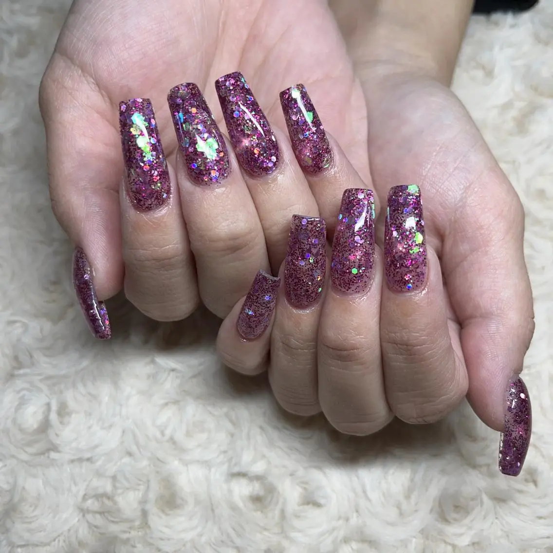 ロング ネイル キラキラネイル ラメ(グリッター) ピンク yukina nailのネイルデザイン