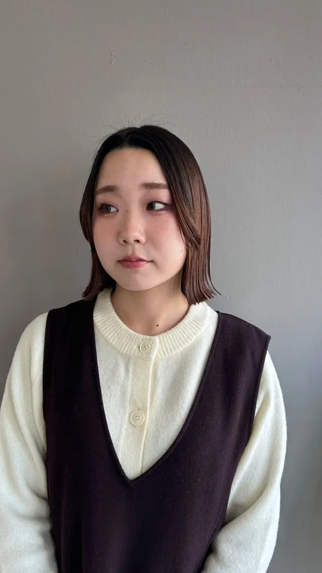 ショート カラー カット 縮毛矯正 心斎橋韓国ボブ 好原良真のヘアスタイル
