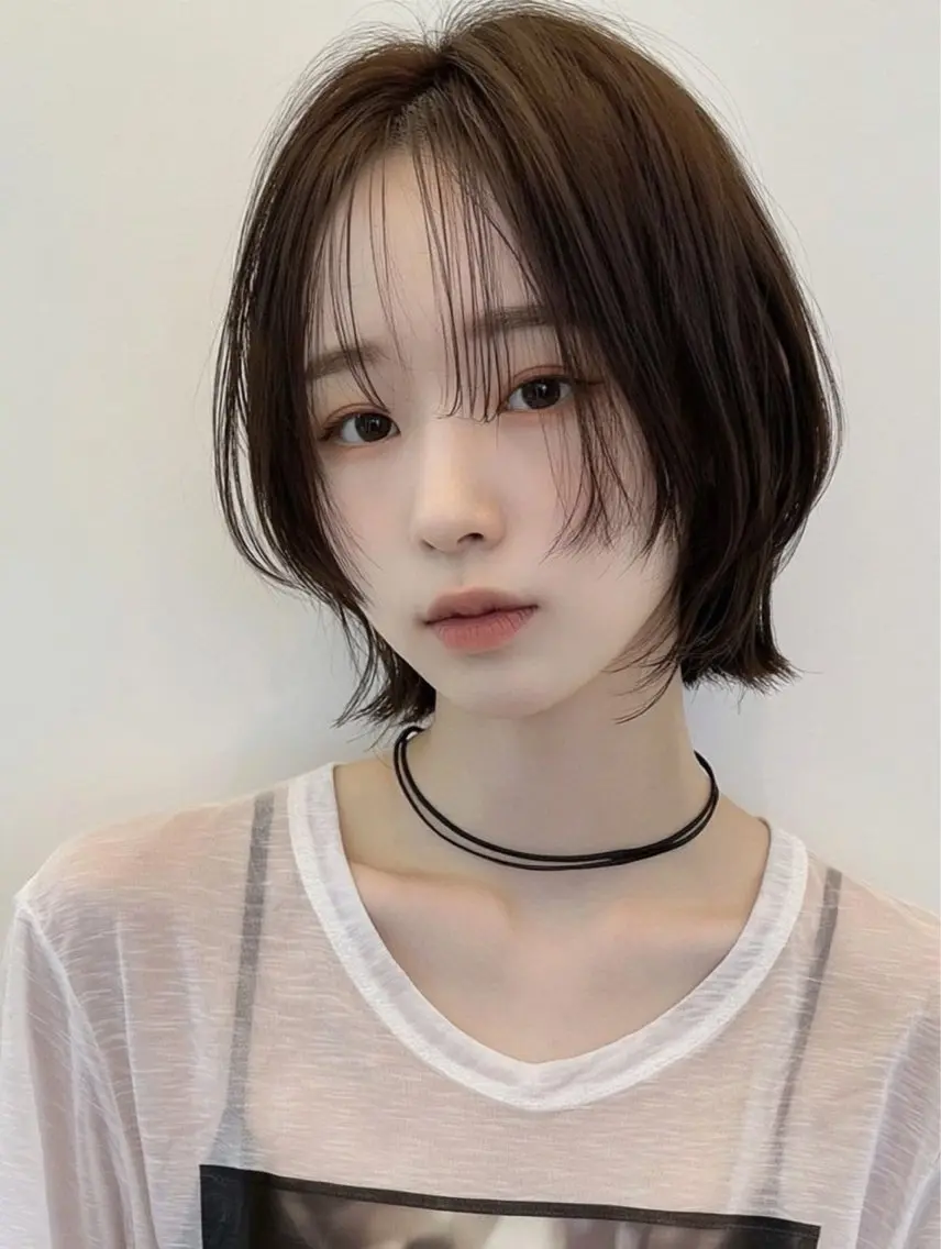 ミディアム ボブ 髪質改善 韓国風ヘア レイヤーカット 縮毛矯正 カット ヘアカラー 髪質改善/レイヤー/ 佐藤　舞🌷🫧のヘアスタイル