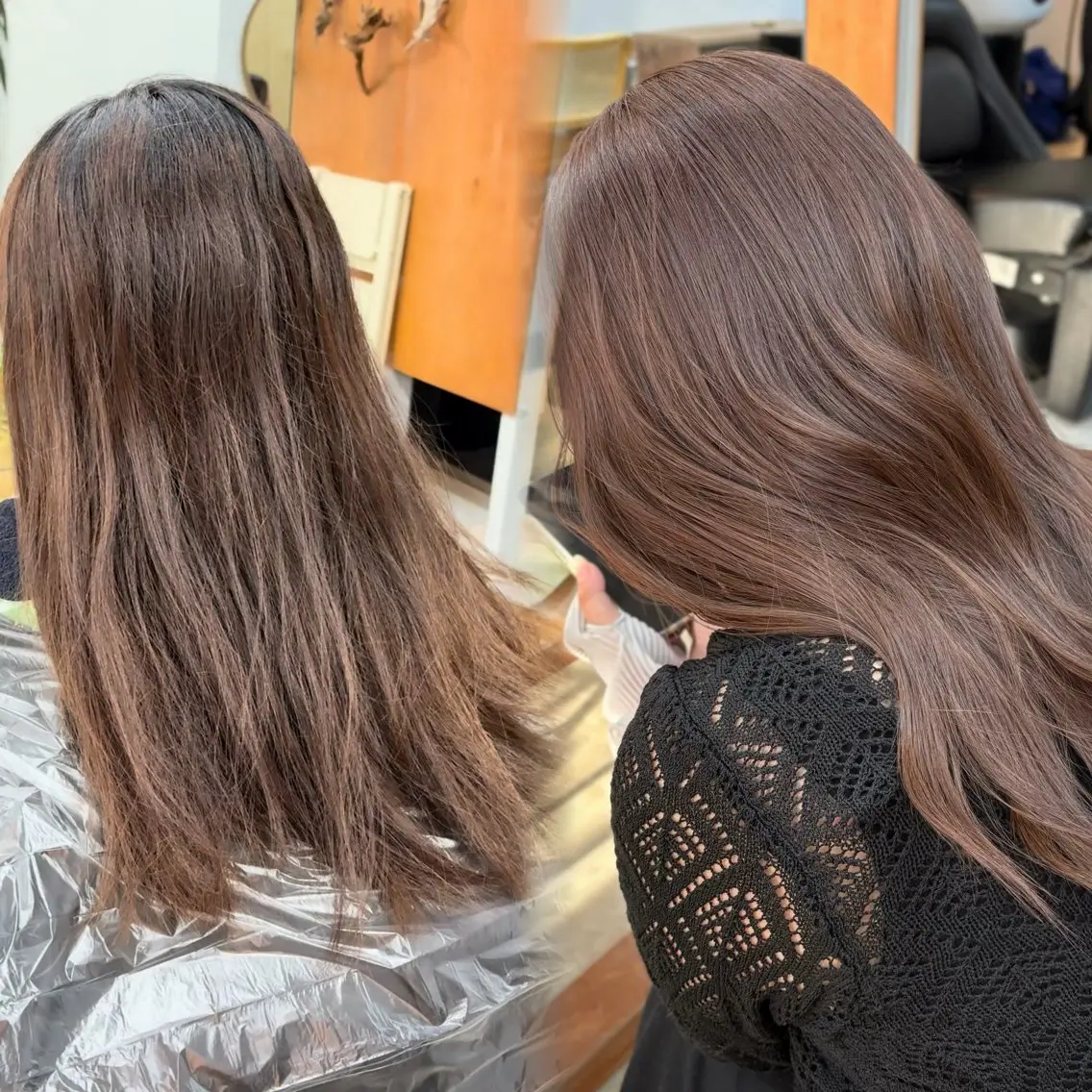 セミロング カラー 顔周りカット レイヤーカット カット ヘアカラー トリートメント まさと/ブリーチなし カラーレイヤーカットのヘアスタイル