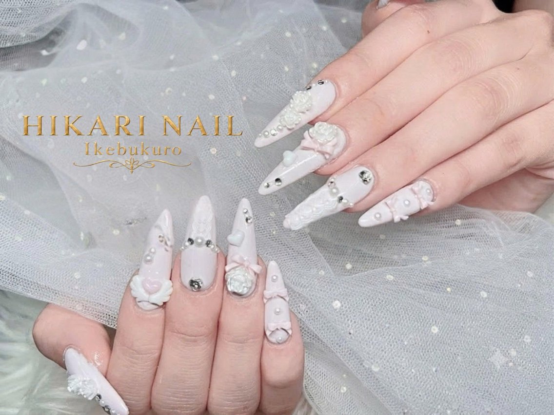 ネイル チークネイル 長さ出し フレンチネイル ガーリー ハロウィン ハンドネイル HikariNail Ikebukuroのネイルデザイン