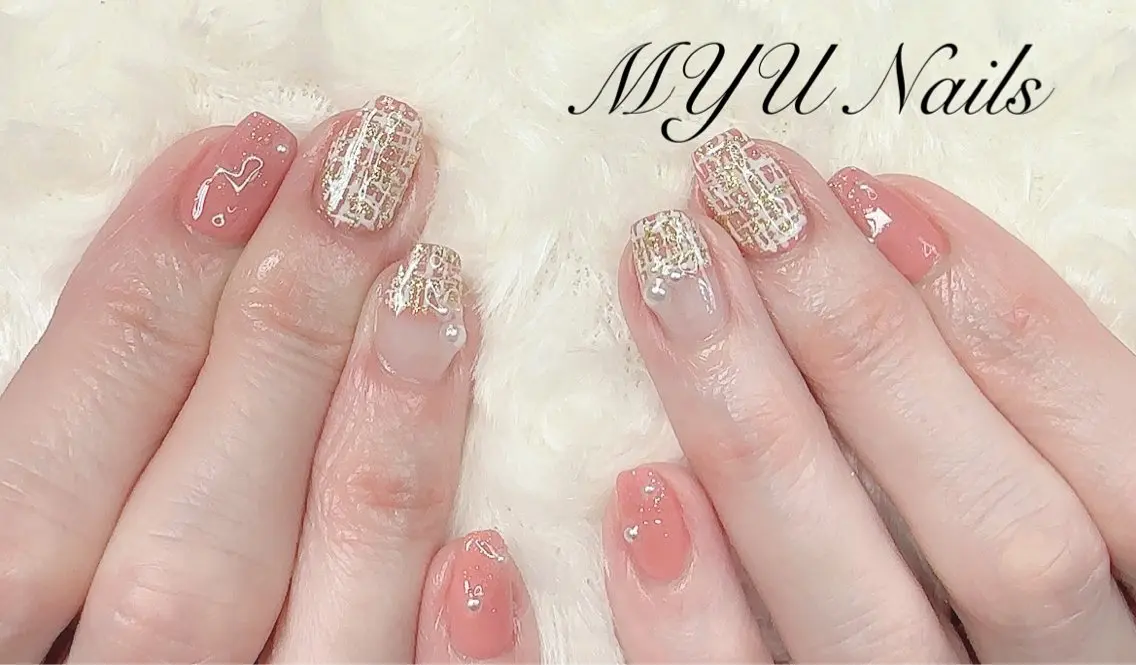 ネイル ツイードネイル ニュアンスネイル🌈 MYU Nailsのネイルデザイン
