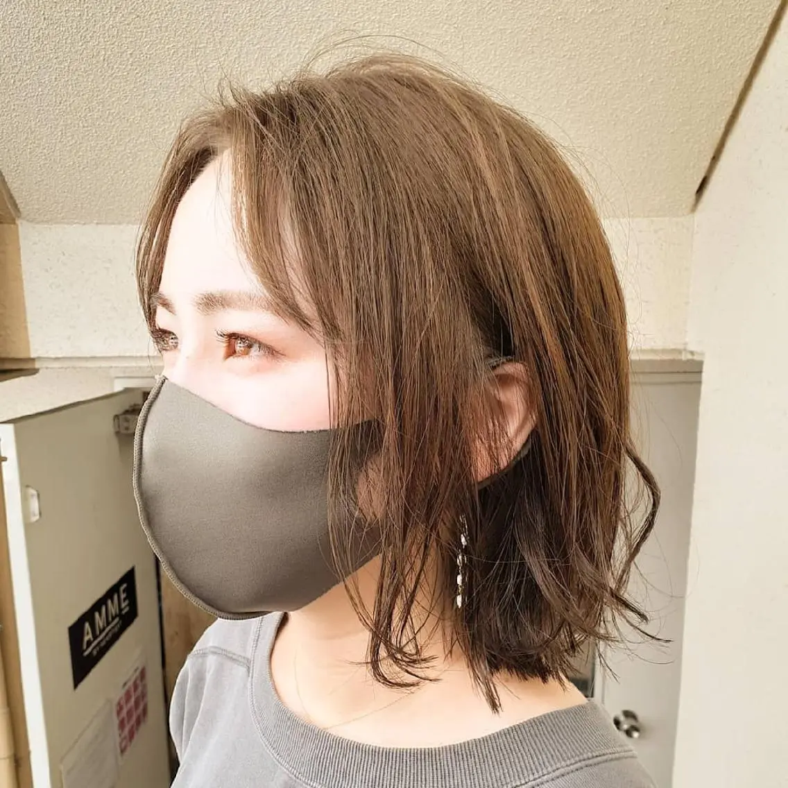 ミディアム カラー ベージュカラー ボブ レイヤーカット ウルフカット カット ヘアカラー トリートメント 🔳髪質改善🔳 岡本陽のヘアスタイル