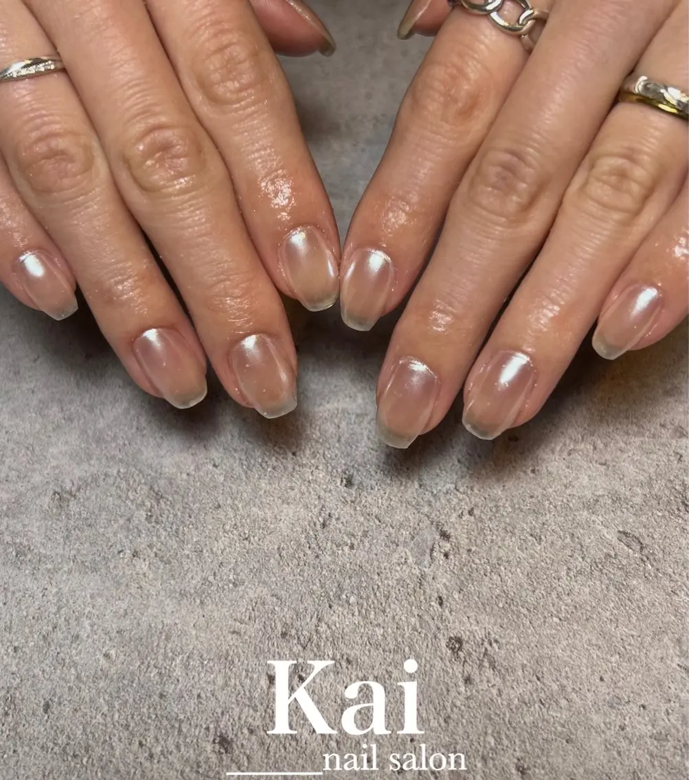 ネイル アートネイル フレンチネイル ハート 韓国ネイル マグネットネイル ハンドネイル Kai  nail Mayukoのネイルデザイン