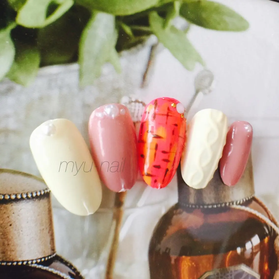 ネイル アートネイル ネイルチップ ツイードネイル ホームサロン myu-nailのネイルデザイン