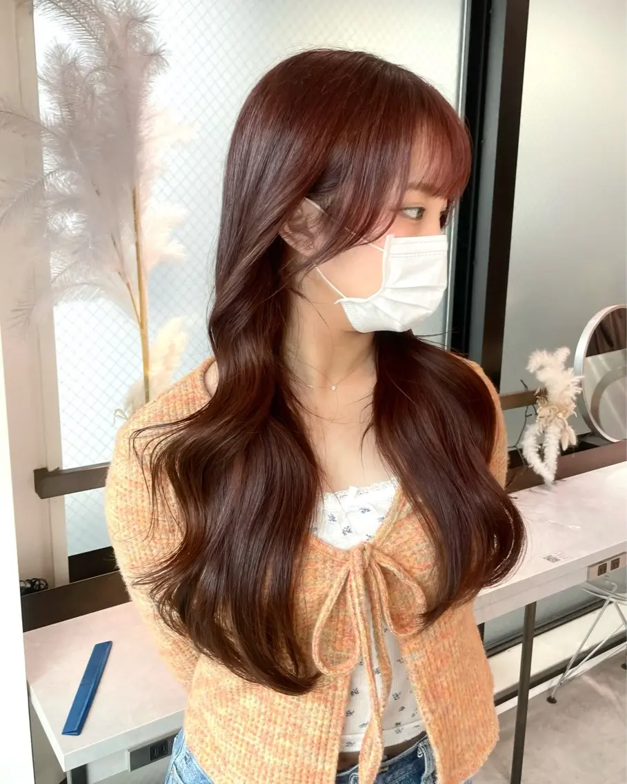 ロング カラー ブラウンカラー 透明感カラー ヘアカラー トリートメント ヘッドスパ ヘアセット レイヤーカット 韓国ヘアayameのヘアスタイル