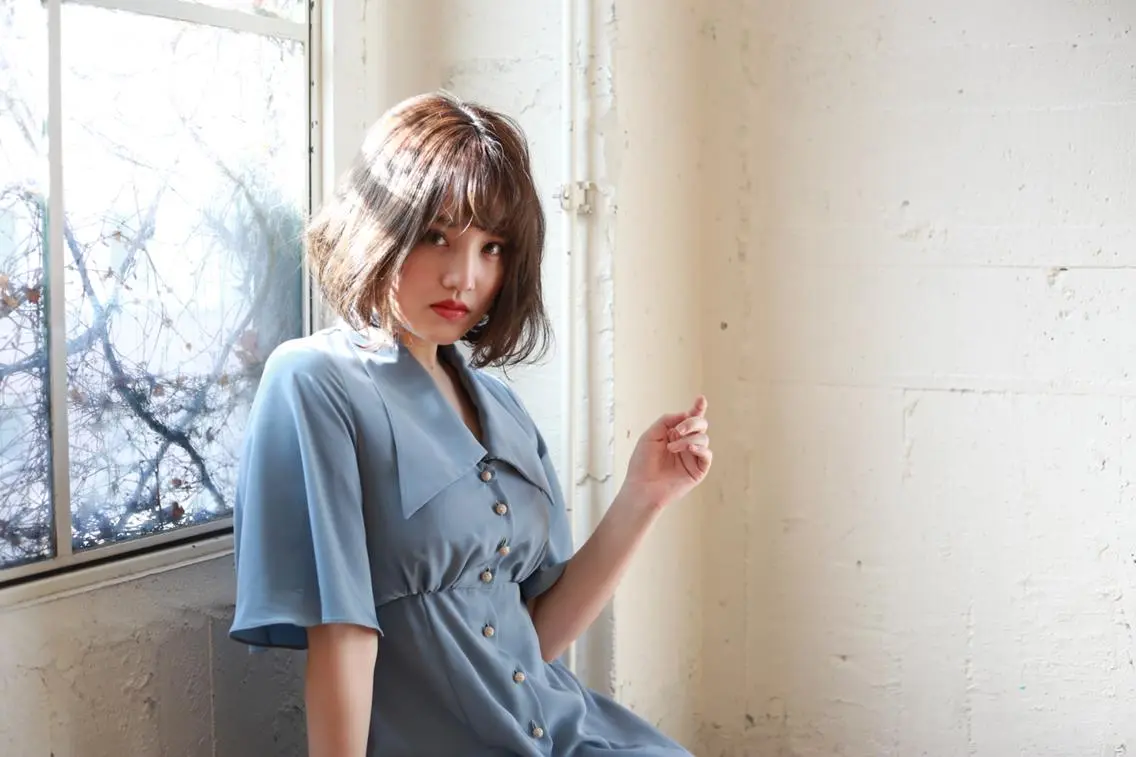 ミディアム カラー パーマ ハイライトカラー ボブ ハイライト アンブレラカラー💫 フェイスフレーミングのヘアスタイル