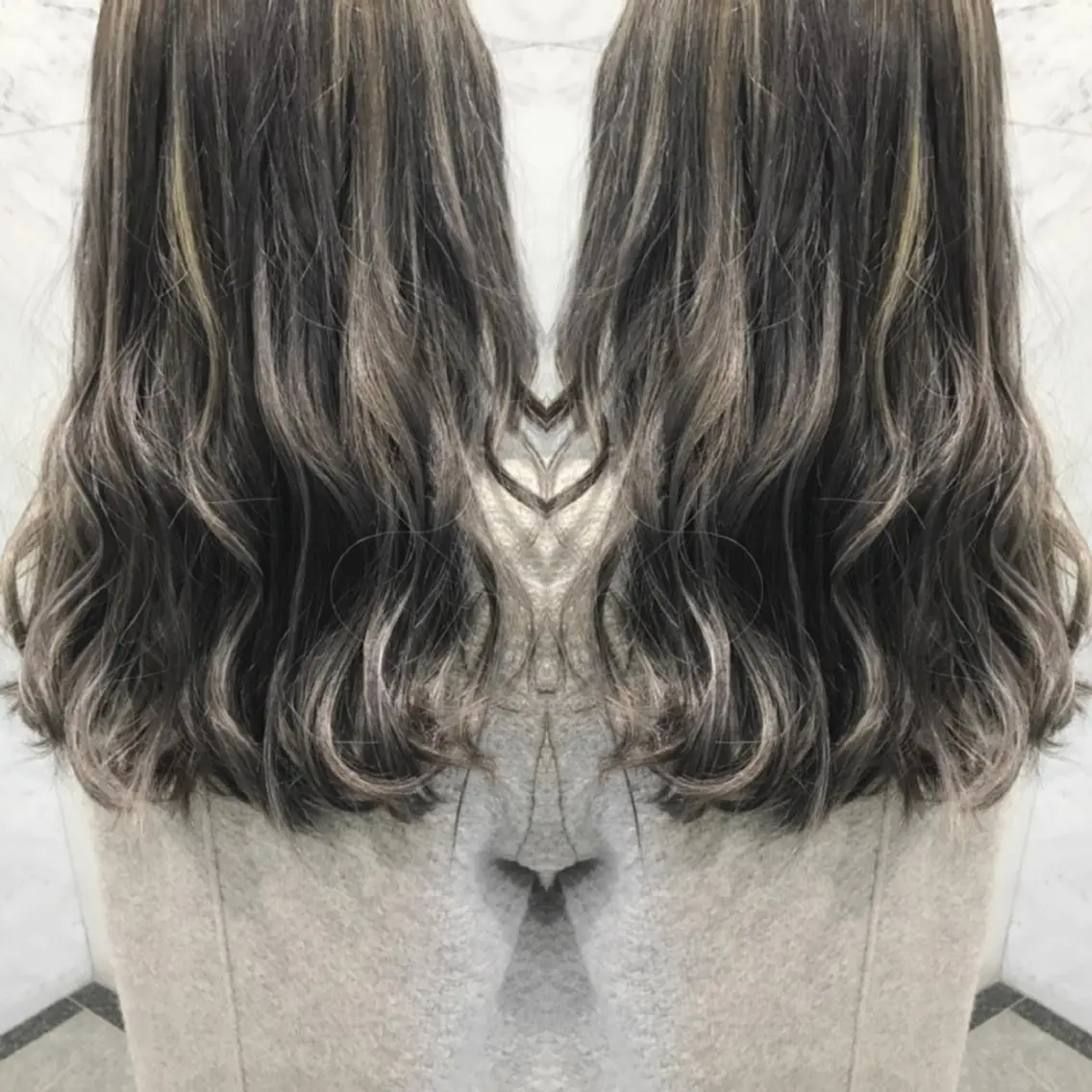 セミロング カラー ヘアカラー 重政 和樹のヘアスタイル