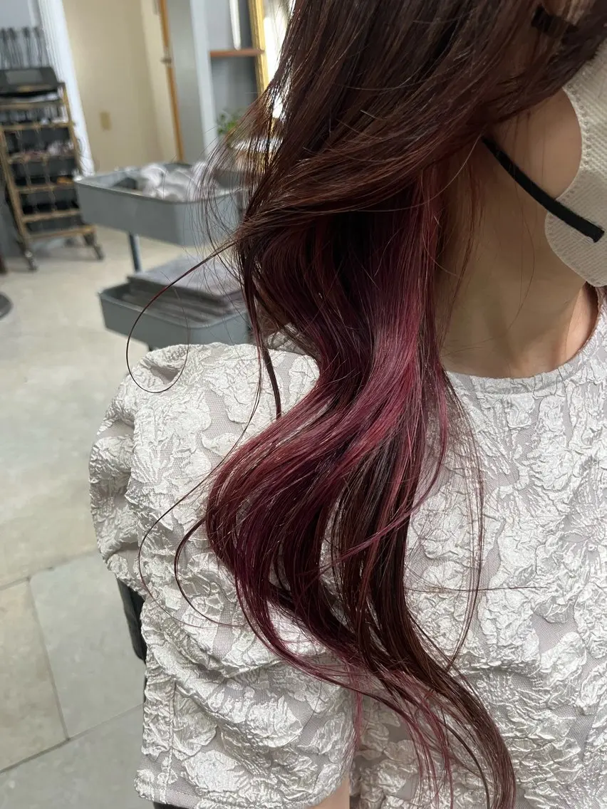 ロング カラー イヤリングカラー ピンクカラー レッドカラー カット ヘアカラー トリートメント 🌺ASIA🌺 福留のヘアスタイル