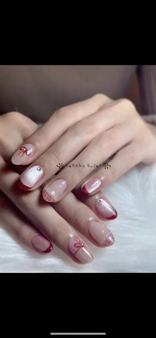 ネイル 韓国ネイル シンプルネイル 冬ネイル ハンドネイル RAMU Nail 恵比寿店のネイルデザイン