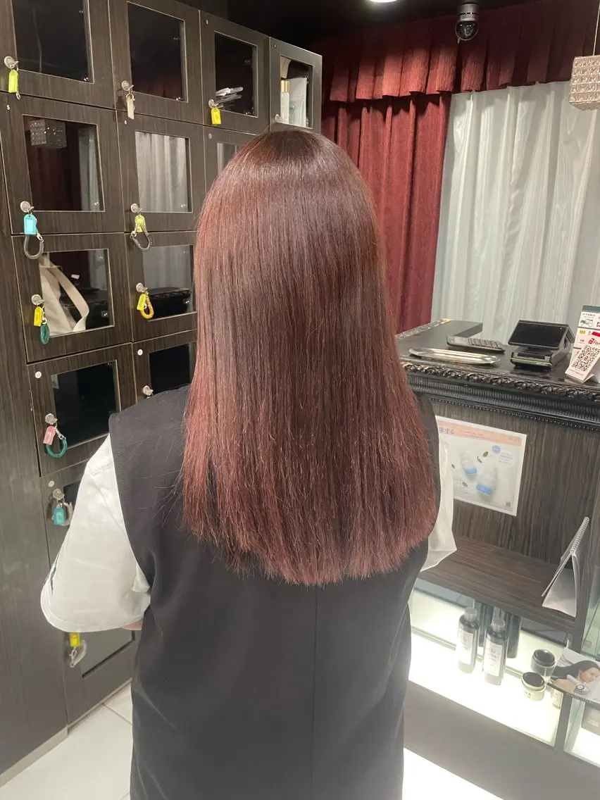 ロング レッドブラウン 量産ヘアセット/ ヘアメAyakaのヘアスタイル