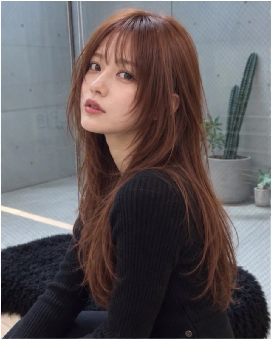 ロング ハッシュカット 韓国風ヘア レイヤーカット トリートメント カット pia 薬院のヘアスタイル