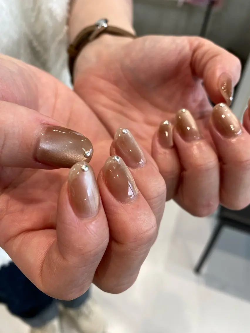 ネイル ジェルネイル マグネットネイル ニュアンスネイル ワンカラーネイル パラジェル 草加ニュアンスネイル 🌚hersのネイルデザイン