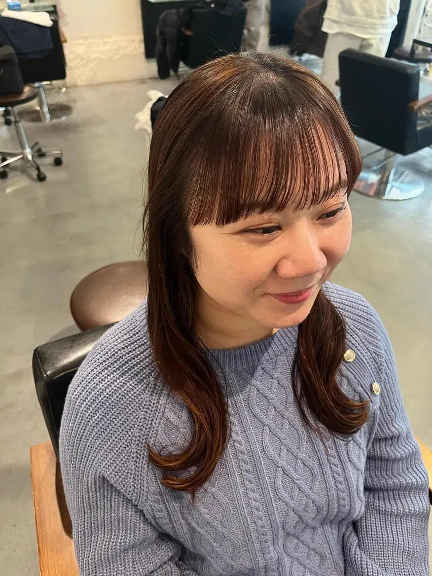ロング 顔周りカット ワイドバング カット 顔周りカット/ 透明感カラー/ユナのヘアスタイル