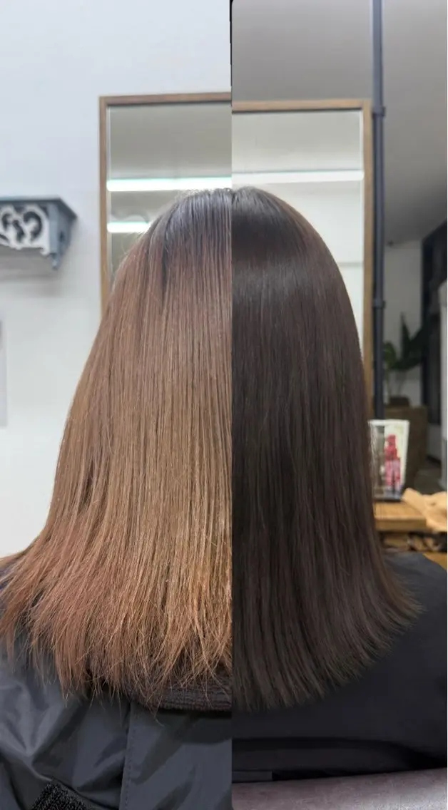 ミディアム カラー ベージュカラー ブラウンカラー 透明感カラー カット ヘアカラー 上村華女 髪質改善カラーのヘアスタイル