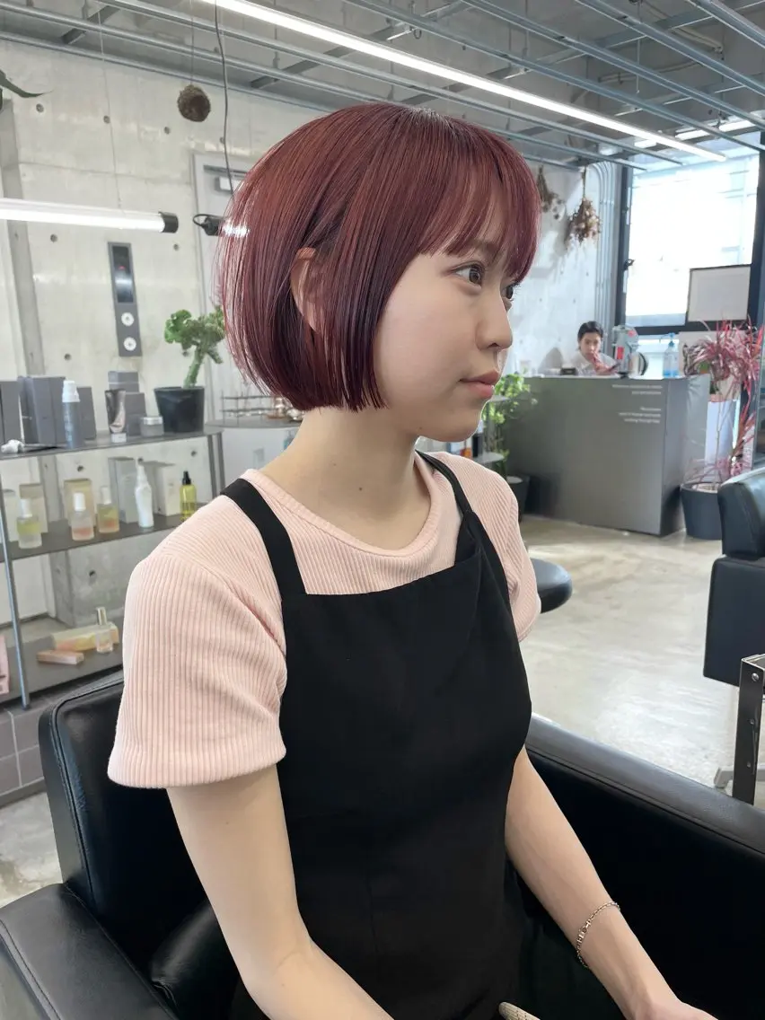 ショート カラー ボルドーカラー レッドカラー ボブ カット ヘアカラー トリートメント 艶髪/透明感カラー tawadaのヘアスタイル
