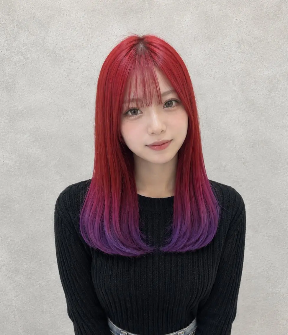 ロング カラー デザインカラー ダブルカラー ラベンダーカラー レッドカラー ヘアカラー トリートメント 【enil代表】 杉林和哉のヘアスタイル