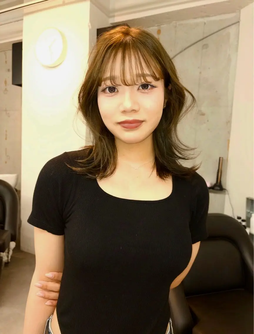 ミディアム ヘアカラー miu🪅縮毛矯正 モデル募集のヘアスタイル