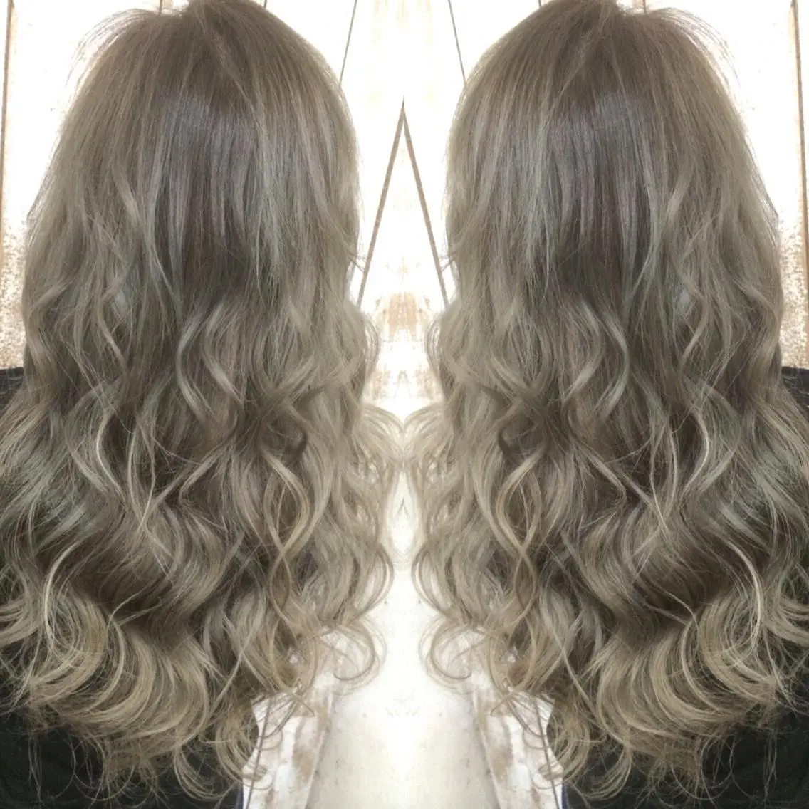 ロング カラー ハイライトカラー シルバー 3Dハイライト ハイライト ヘアカラー トリートメント 井上 一平のヘアスタイル