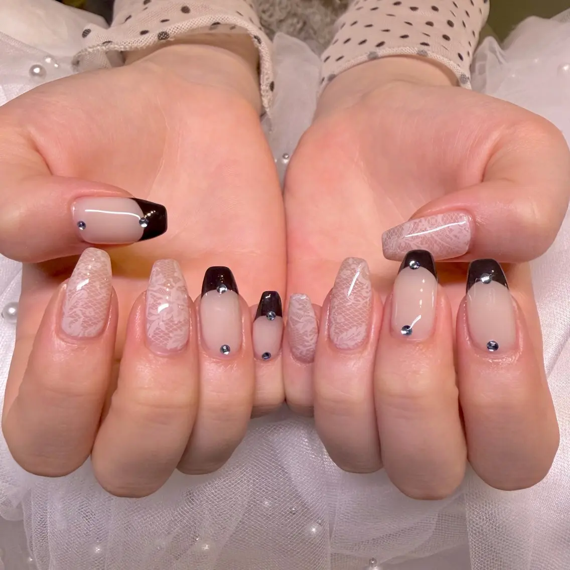 ネイル レース ハンドネイル nail salon e'mu💐のネイルデザイン