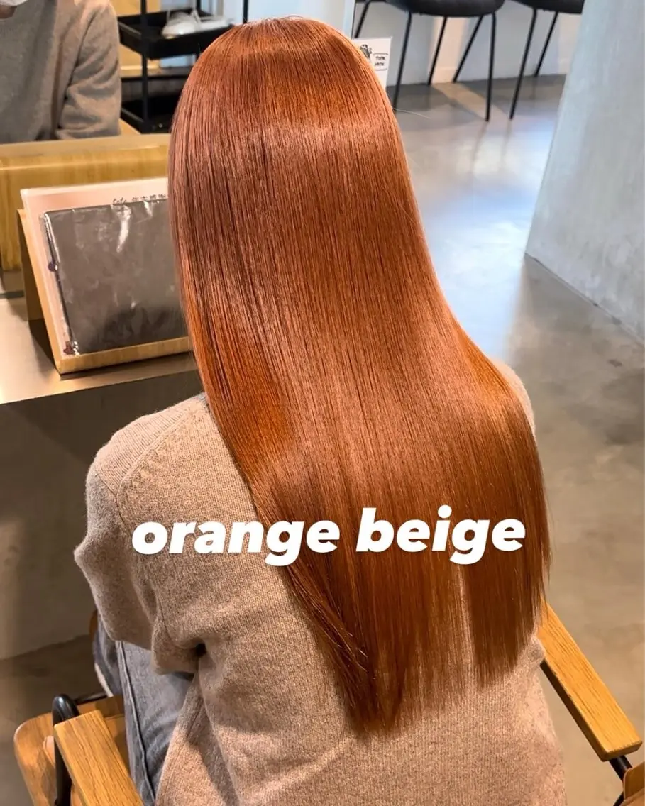 ロング カラー ベージュカラー ブリーチ オレンジ オレンジベージュ 各務原/カラー/ブリ ーチお任せください！のヘアスタイル