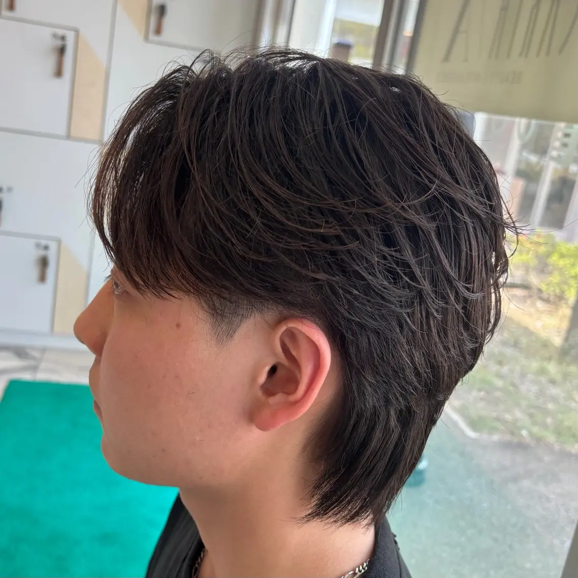 ミディアム ウルフカット パーマ 米谷 理玖のヘアスタイル