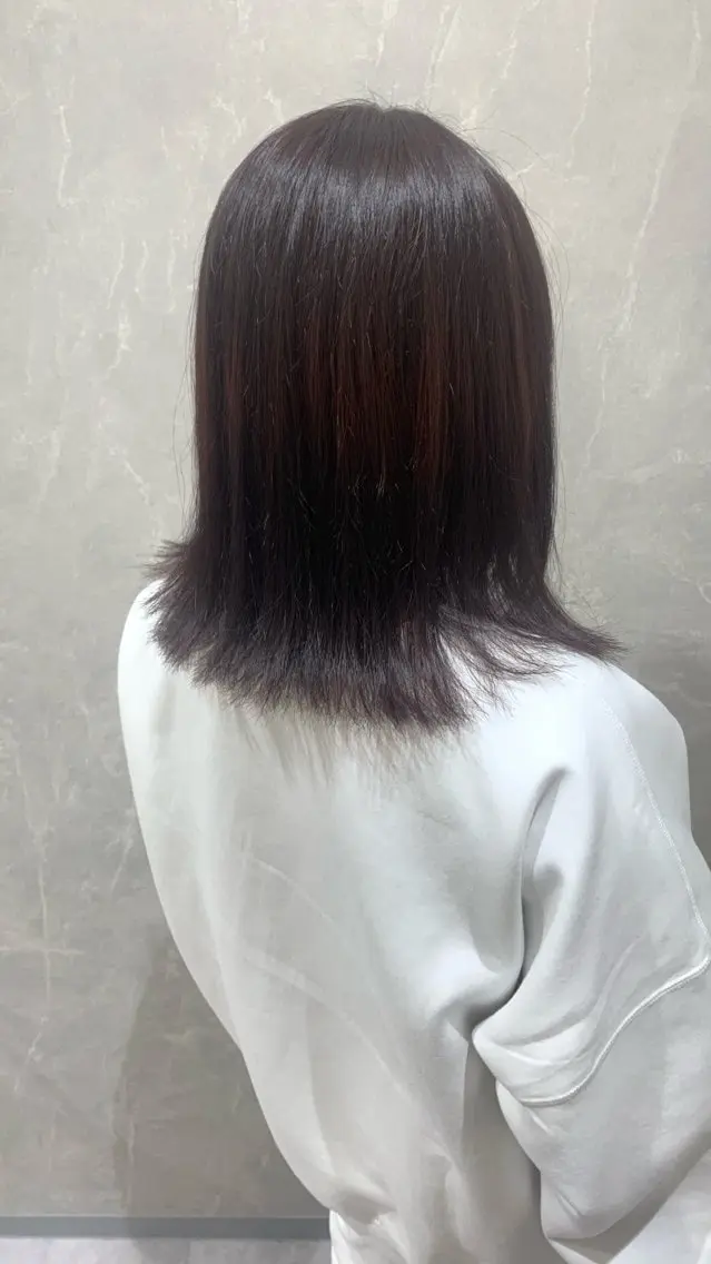ミディアム カラー ブリーチ ブラウンカラー レッドカラー 癖毛改善縮毛矯正 /中山なかやまのヘアスタイル