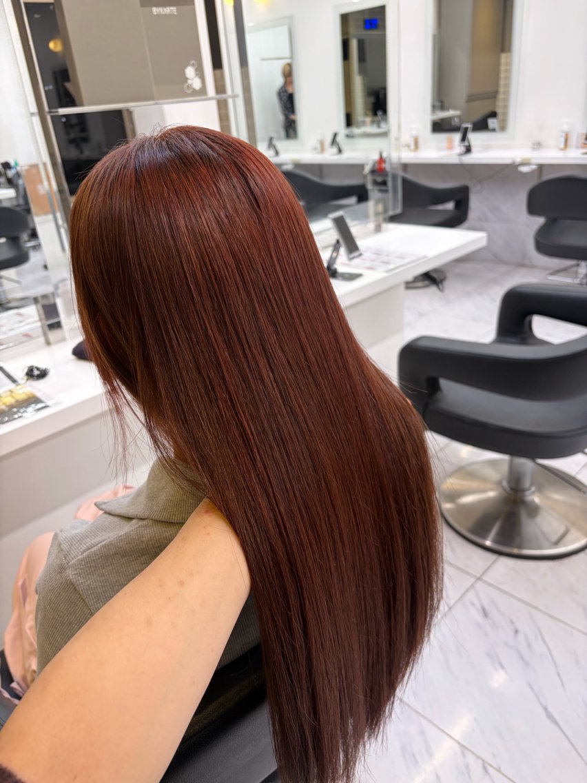ロング カラー ヘアカラー トリートメント ヘッドスパ ヘアセット 楽人🥨ミルクティー /縮毛🥨のヘアスタイル