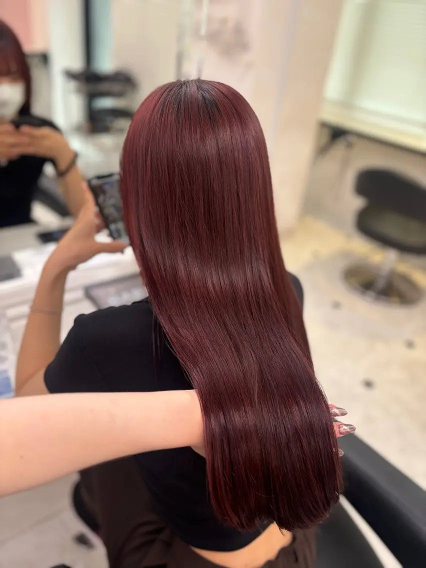 ロング ヘアカラー トリートメント ヘッドスパ ヘアセット ♥️韓国風透明感 暖色misa♥️のヘアスタイル