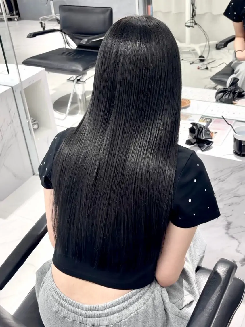セミロング カラー 黒髪 ブリーチ 髪質改善 カット ヘアカラー shizuna/平尾 /カラー/髪質改善のヘアスタイル