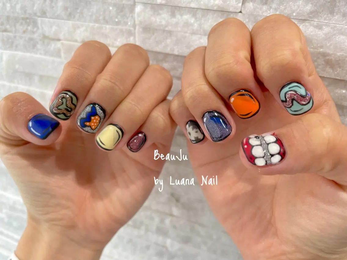 ネイル フラッシュネイル マットネイル ハンドネイル BeauJu by Luana Nailのネイルデザイン