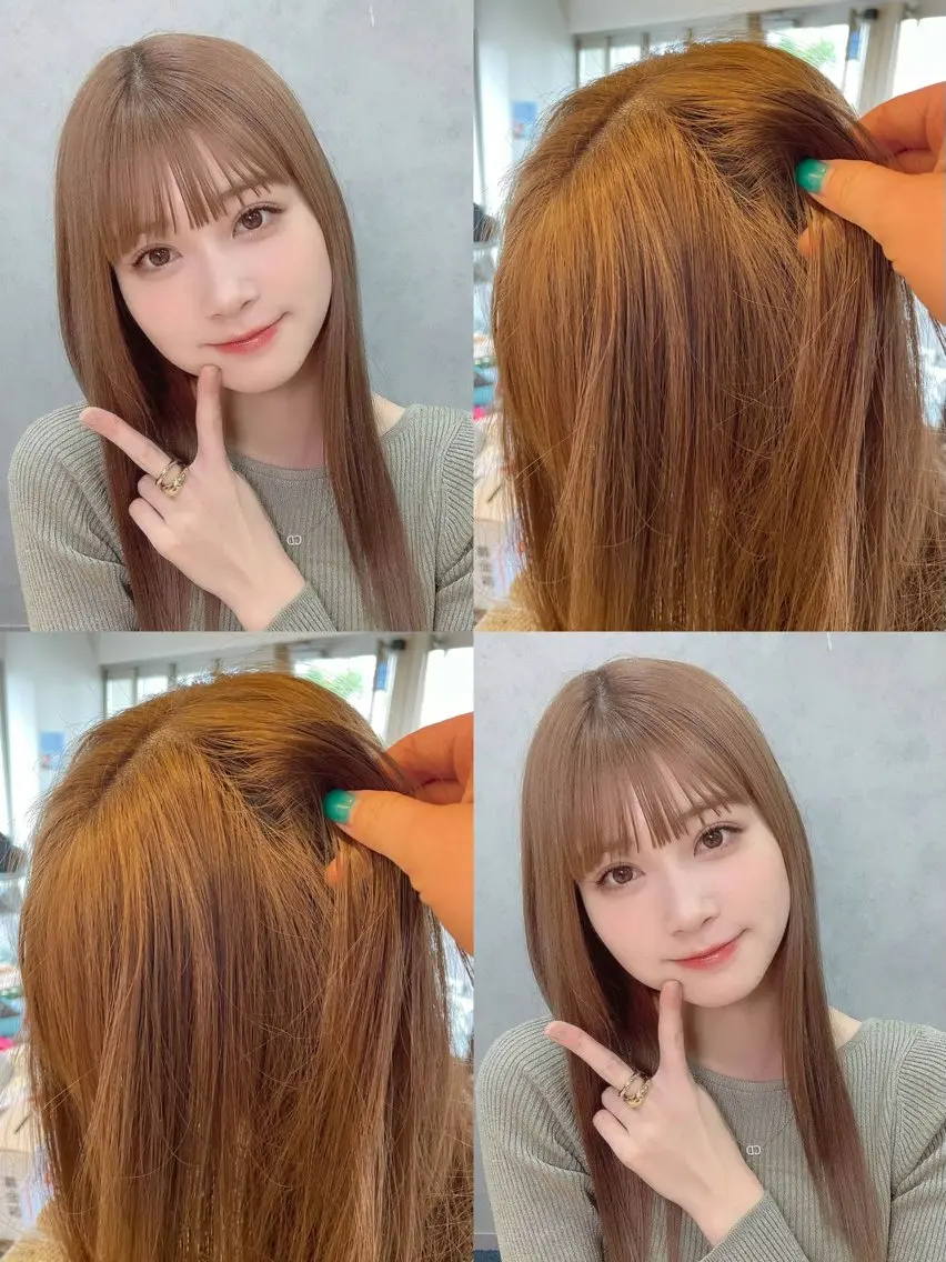 セミロング カラー 🤎韓国ヘア ベージュ まゆか🤎のヘアスタイル
