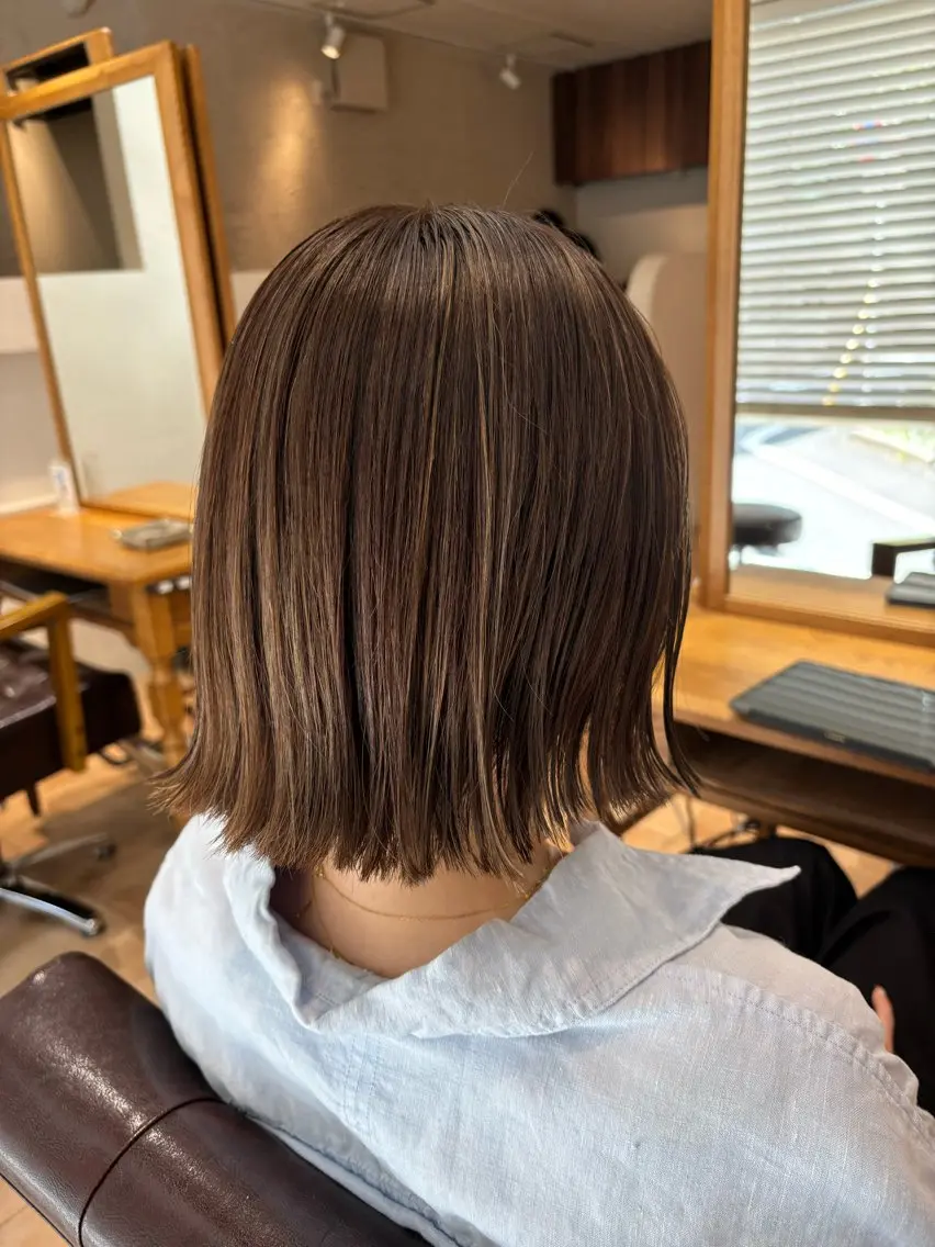 ミディアム カラー 透明感カラー グレージュ ハイライトカラー ハイライト ヘアカラー 🌈透明感カラー🌈 🌟吉田祐介🌟のヘアスタイル