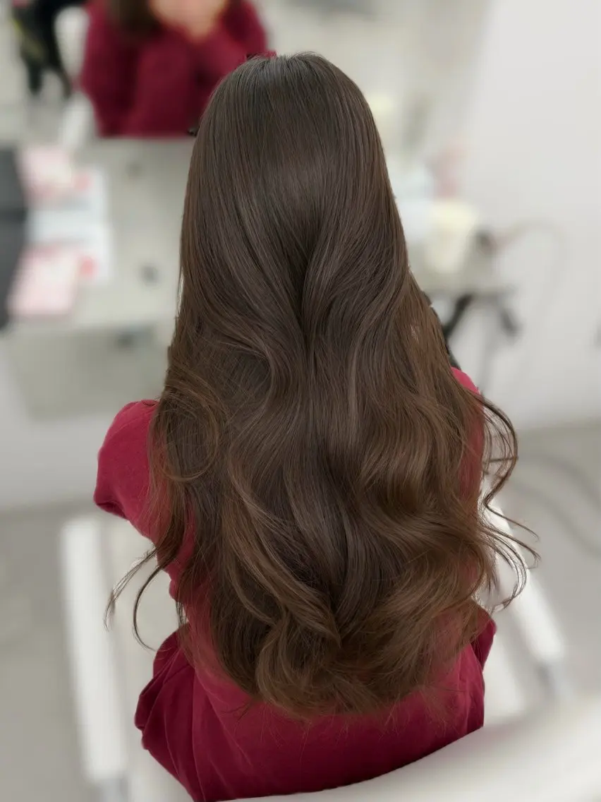 ロング カラー ブラウンカラー カット ヘアカラー トリートメント 韓国ヘア/顔周り ヘアセット/加藤優里のヘアスタイル