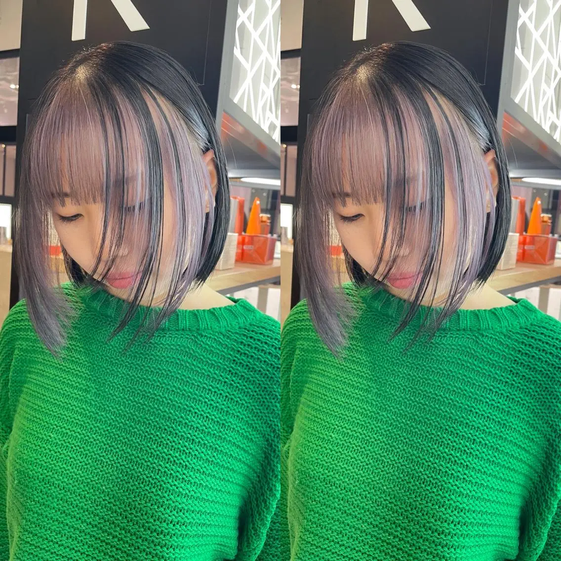 ミディアム カラー インナーカラー 💜ハイトーン💛 マジカルかいちゃんのヘアスタイル