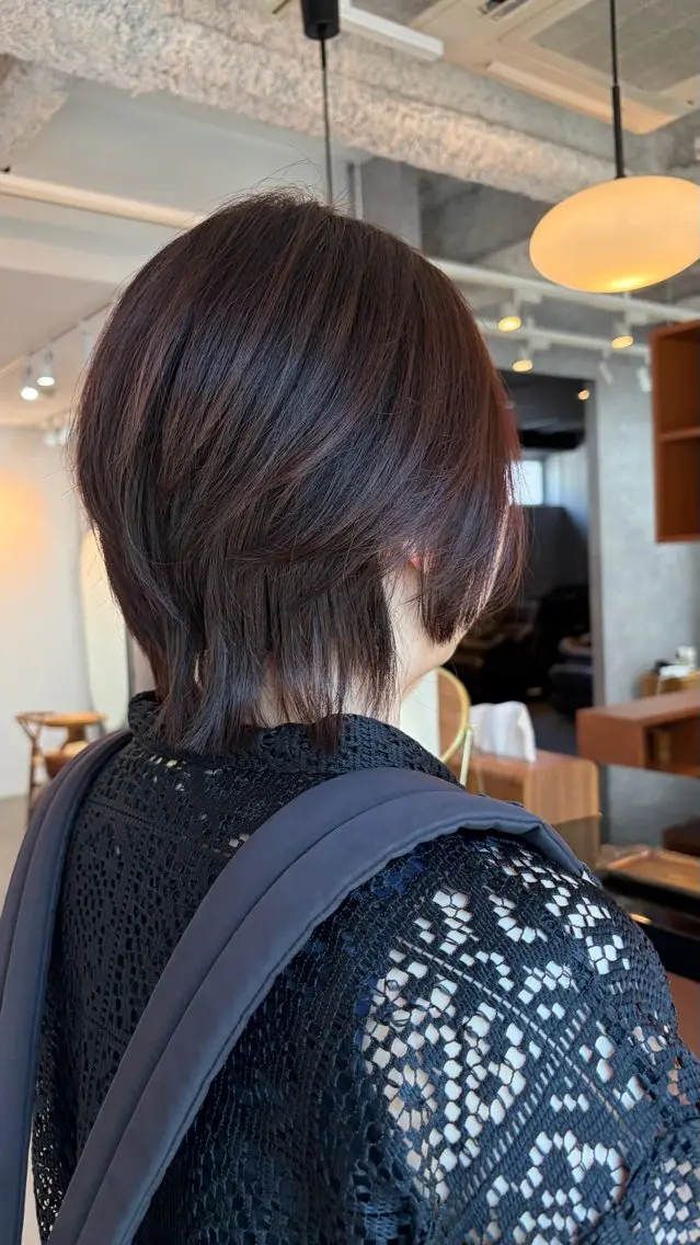 ショート カラー 切りっぱなしボブ ブリーチ ケアブリーチ 透明感カラー ハイトーンカラー カット ヘアカラー ほの /縮毛矯正 /メンズ/カラーのヘアスタイル