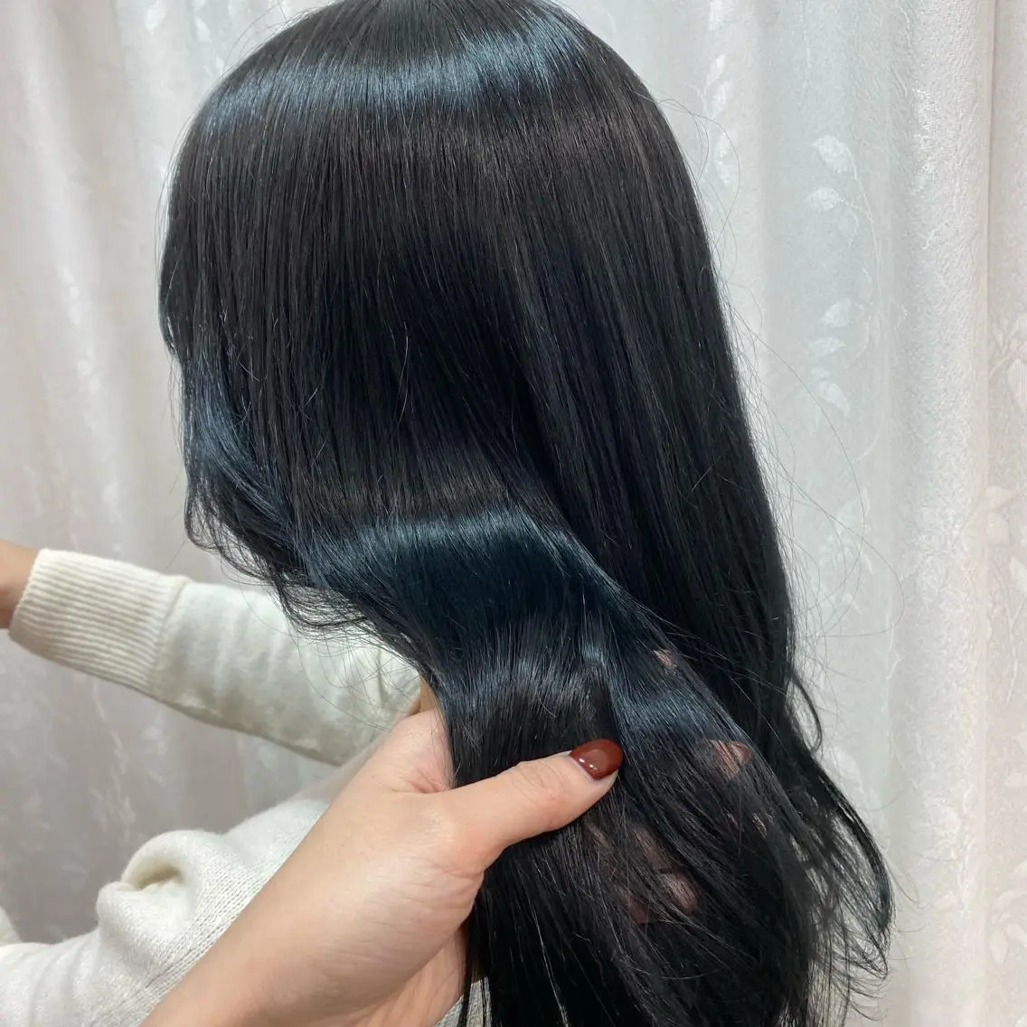 ロング カラー 黒髪 ブルーカラー ブルーブラック イルミナカラー 韓国風カラー 心斎橋/ヘアセット MASAKIのヘアスタイル