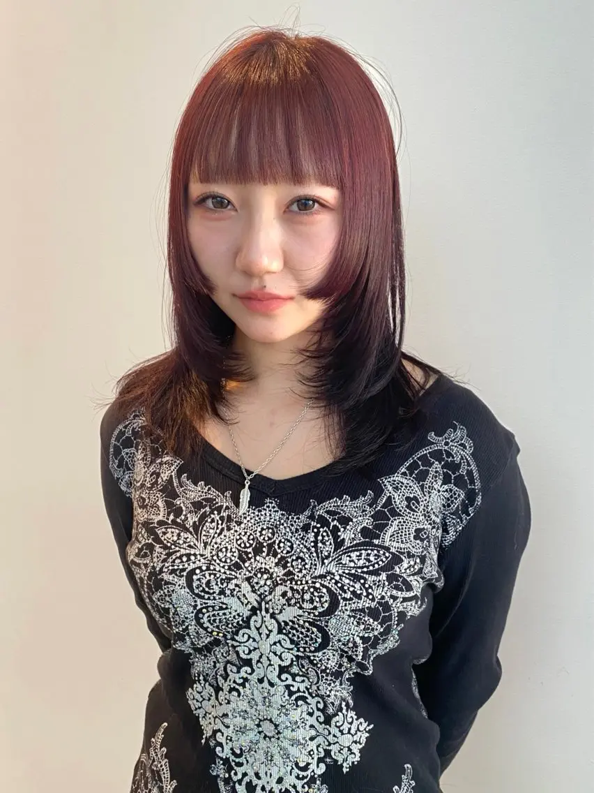 ミディアム カラー レッドカラー カット ヘアカラー トリートメント mai / linoah˚✧のヘアスタイル