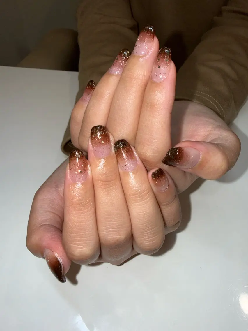 ネイル ブラウン グラデーション t chikaのネイルデザイン