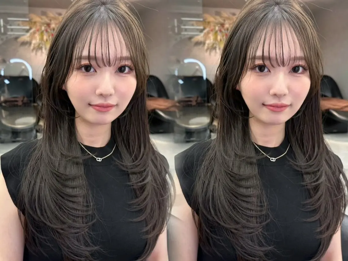ロング カラー 透明感カラー グレージュ オリーブグレージュ オリーブグレー ヘアカラー トリートメント 村上 大武のヘアスタイル