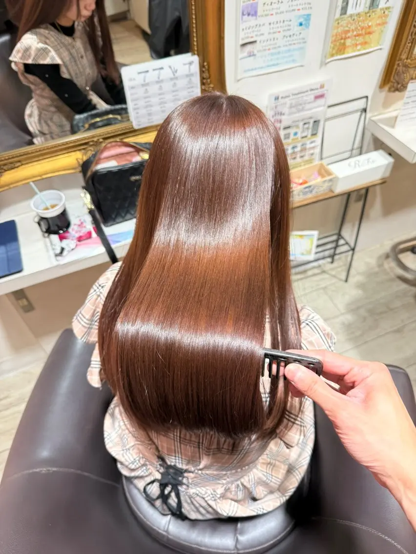 ロング カラー ヘアカラー トリートメント 髪質改善 /美髪矯正🫧ゆたかのヘアスタイル
