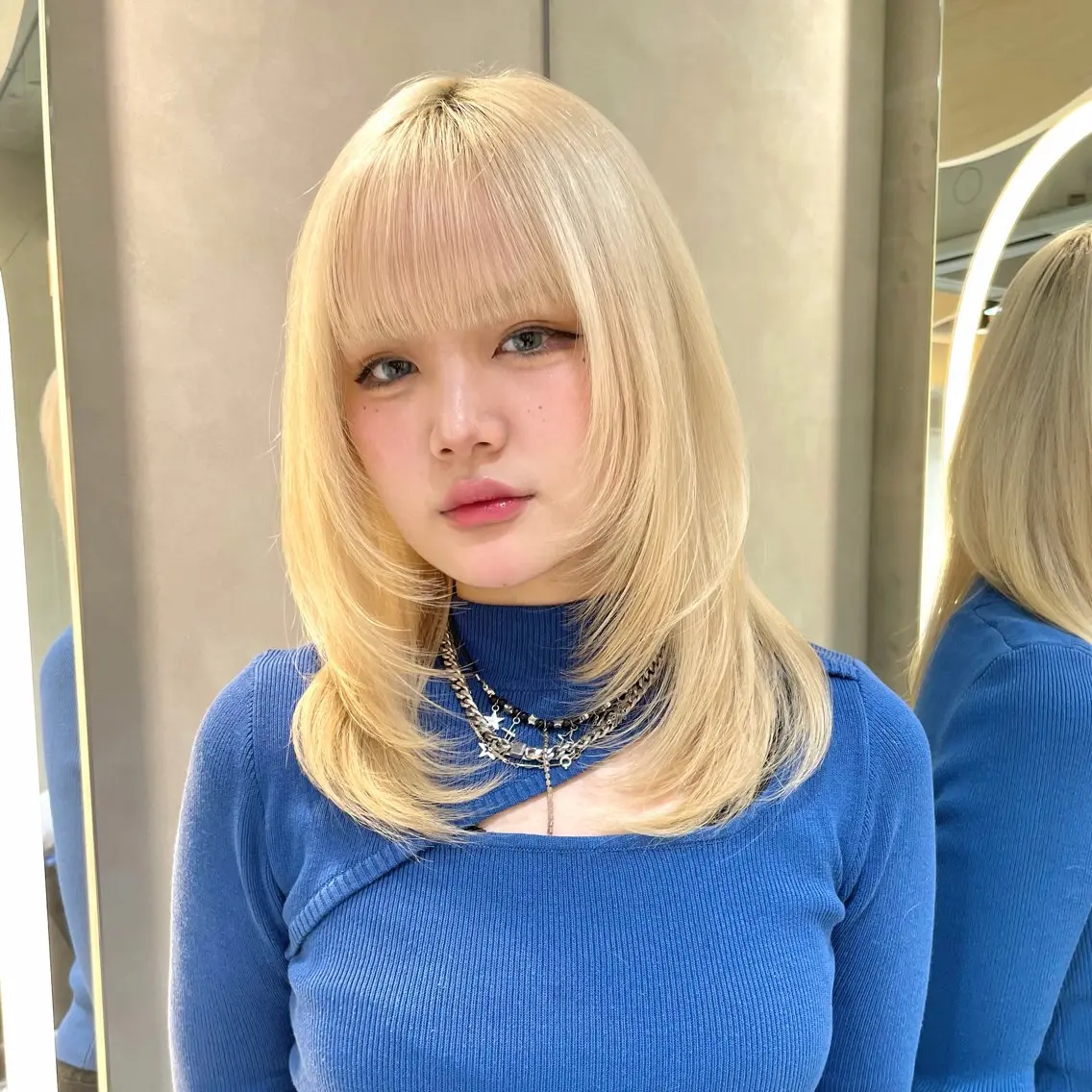 ミディアム カット ヘアカラー トリートメント 韓国/ハッシュカット /レイヤー🧸千純のヘアスタイル