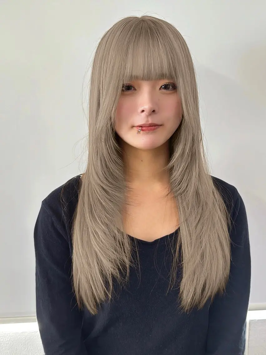 ロング カラー ヘアカラー トリートメント ウルフレイヤー エクステ/kokiのヘアスタイル