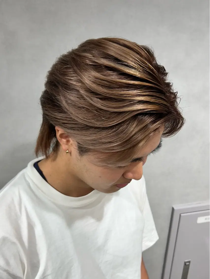 ショート カラー メンズ メンズバレイヤージュ バレイヤージュ 外国人風カラー レイヤーカット 外国人風カラー職人 レオのヘアスタイル